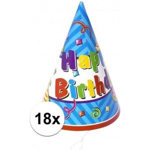 18x stuks Happy Birthday feesthoedjes