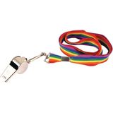 Regenboog gay pride kleuren keycord/koordje met fluitje - Regenboogvlag LHBT accessoires