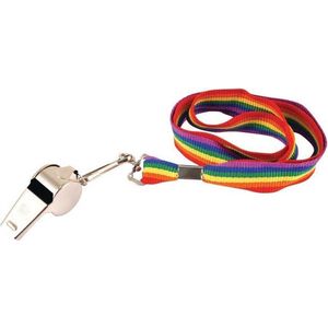 Regenboog gay pride kleuren keycord/koordje met fluitje - Regenboogvlag LHBT accessoires