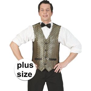 Grote Maat Goud/Zwart Verkleed Gilet Voor Heren - Plus Size Carnaval Verkleed Accessoire Voor Volwassenen XXXL/XXXXL