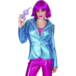 Blauwe disco seventies verkleed colbert/jasje voor dames