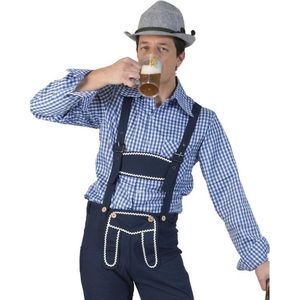 Oktoberfest Tiroler verkleed overhemd - blauw/wit - voor heren - Oktoberfest kleding S/M