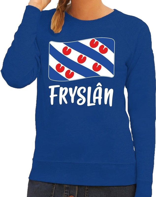 Blauwe sweater met Friese vlag dames - Fryslan truien