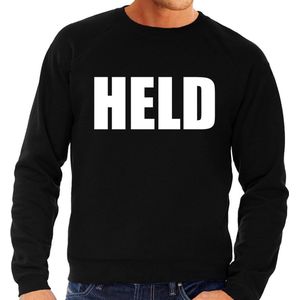 Held tekst sweater / trui zwart voor heren