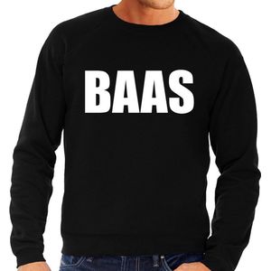Baas tekst sweater / trui zwart voor heren