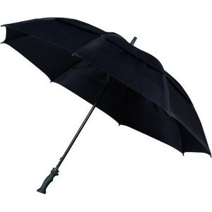 Zwarte windproof paraplu extra sterk 130 cm - Paraplu's