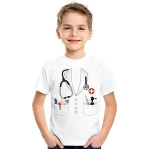 Doktersjas kostuum t-shirt wit voor kinderen