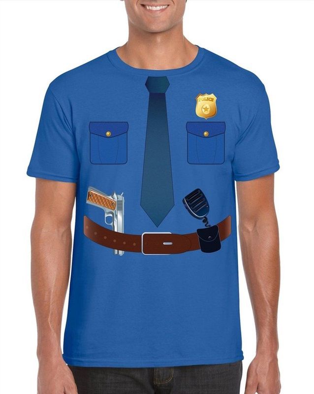 Bellatio Decorations - Politie Uniform T-shirt - Blauw - Heren