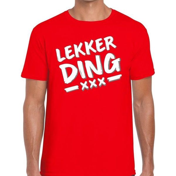 Lekkerding tekst t-shirt rood heren M