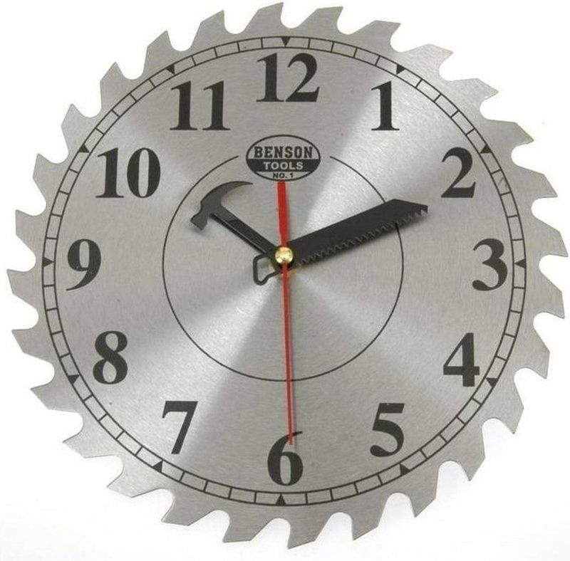 Wandklok quartz cirkelzaag gereedschap 25 cm - werkplaats klok