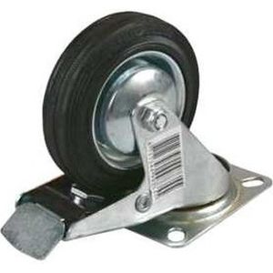 4x Zwenkwiel inclusief rem - 75 mm - verzinkte rubberen wiel - transportwiel