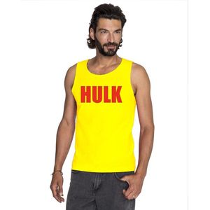 Gele Hulk hemdje met rode letters voor heren - worstelaar verkleed tanktop S