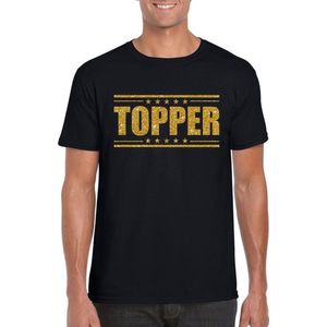 Zwart Topper shirt in gouden glitter letters heren - Toppers dresscode kleding