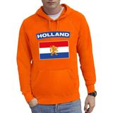 Oranje Holland vlag hoodie / hooded sweater heren - Oranje fan/ supporter kleding M