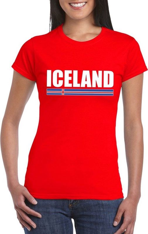 Rood IJsland supporter t-shirt voor dames - IJslandse vlag shirts