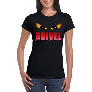 Halloween duivel ogen t-shirt zwart dames