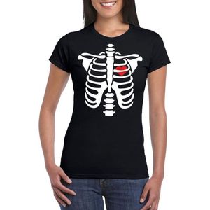 Halloween skelet t-shirt zwart dames