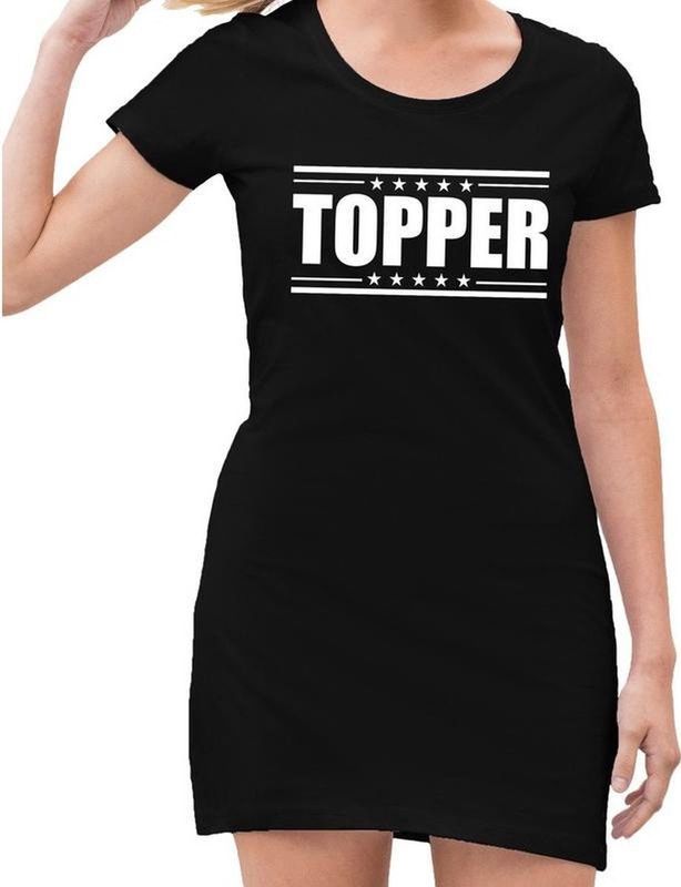 Toppers in Concert 2025 Zwart jurkje met witte letters topper voor dames