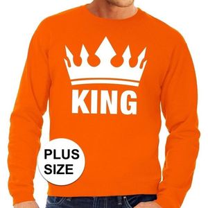 Oranje King Kroon Grote Maten Sweatshirt Heren - Oranje Koningsdag/ Holland Supporter Kleding XXXL