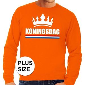 Oranje Koningsdag kroon grote maten sweater / trui heren - Feesttruien