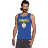 Blauw mouwloos feest shirt tanktop - Je bent een toppertje met duimpje voor heren
