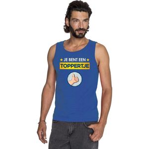 Blauw mouwloos feest shirt tanktop - Je bent een toppertje met duimpje voor heren