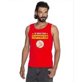 Rood mouwloos feest shirt tanktop - Je bent een toppertje met duimpje voor heren