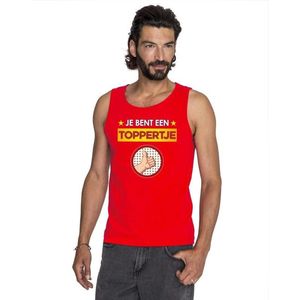 Rood mouwloos feest shirt/ tanktop - Je bent een toppertje met duimpje voor heren