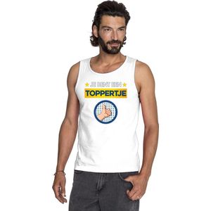 Wit mouwloos feest shirt tanktop - Je bent een toppertje met duimpje voor heren