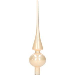 Licht parel/champagne glazen piek glans 26 cm - Licht parel/champagne kerstboom versieringen