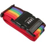 Kofferriem/bagageriem met cijferslot 200 cm - kofferspandband regenboog kleuren