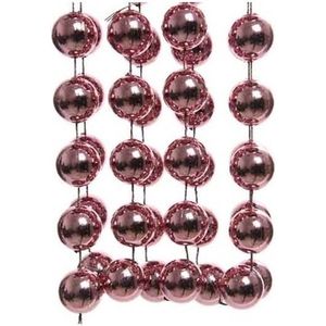 Oud roze XXL kralenslingers kerstslingers 270 cm - Guirlande kralenslingers - Oud roze kerstboom versieringen