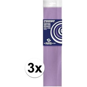 Crepe papier platte vellen - 3x - lila - 250 x 50 cm - Knutselen met papier - Knutselspullen - Crepepapier