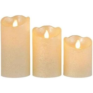 3x LED kaars/stompkaars parel wit met afstandsbediening - Kerst diner tafeldecoratie - Home deco kaarsen