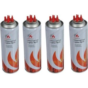 4x Flesje aanstekervulling / butaan gas voor aanstekers 250 ml - Gasflesjes