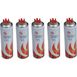 5x Aansteker gas / butaan gasfles - 250 ml - aanstekervulling