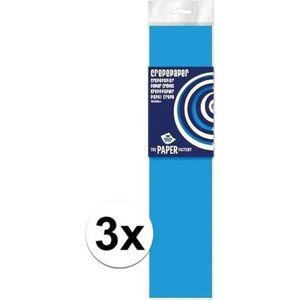 Crepe papier platte vellen - 3x - turquoise - 250 x 50 cm - Knutselen met papier - Knutselspullen