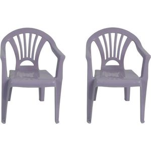 2x Plastic kinderstoelen paars 37 x 31 x 51 cm