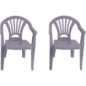 2x Tuinstoeltje paars plastic 37 x 31 x 51 cm voor kinderen - Kinderstoelen