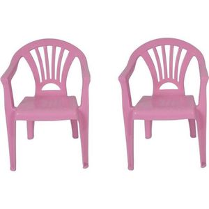 2x Kinderstoelen roze - tuinmeubels- stoelen voor kinderen