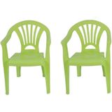 2x Tuinstoeltje groen plastic 37 x 31 x 51 cm voor kinderen - Kinderstoelen