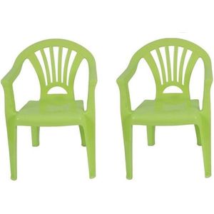 2x Tuinstoeltje groen plastic 37 x 31 x 51 cm voor kinderen - Kinderstoelen