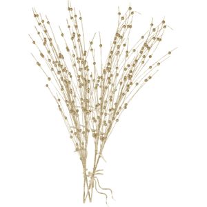 Gouden glitter kunsttak 76 cm met LED verlichting batterijen - Warm wit - Kunstbloemen/kunsttakken