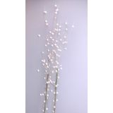 Witte Glitter Kunsttak 76 cm met LED Verlichting Batterijen - Warm Wit