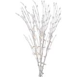 Witte Glitter Kunsttak 76 cm met LED Verlichting Batterijen - Warm Wit