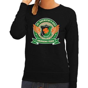 St. Patricks day drinking team sweater/ trui zwart dames - St Patrick' day kleding