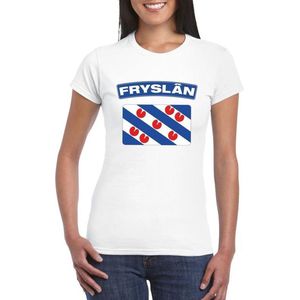 Friesland t-shirt met Friese vlag wit dames