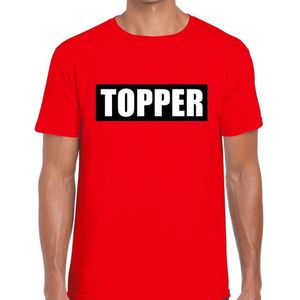 Topper  in kader shirt heren rood  / Topper in zwarte balk rood shirt heren