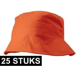 25x Oranje vissershoedje/zonnehoedje 57-58 cm - Oranje zomerhoeden voor volwassenen