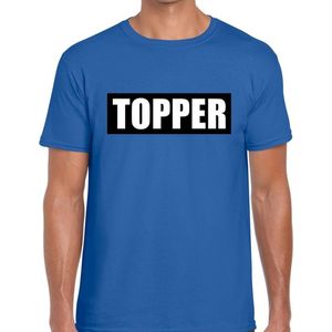 Topper in kader shirt heren blauw Blauw Topper t-shirt heren